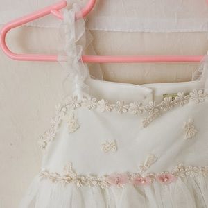 Romantique Bebe White Dress w/ Floral Detailing SZ 2T